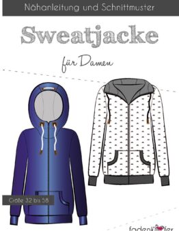 Papierschnittmuster Fadenkäfer Sweatjacke Damen mit Kapuze