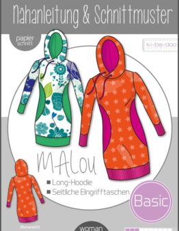 Papierschnittmuster Kibadoo MAlou Damen-Long-Hoodie Gr. 32-48