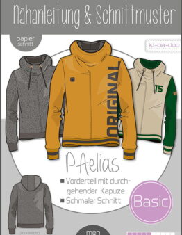 Papierschnittmuster Kibadoo Herren Hoodie PAelias GR. XS-XXXXL