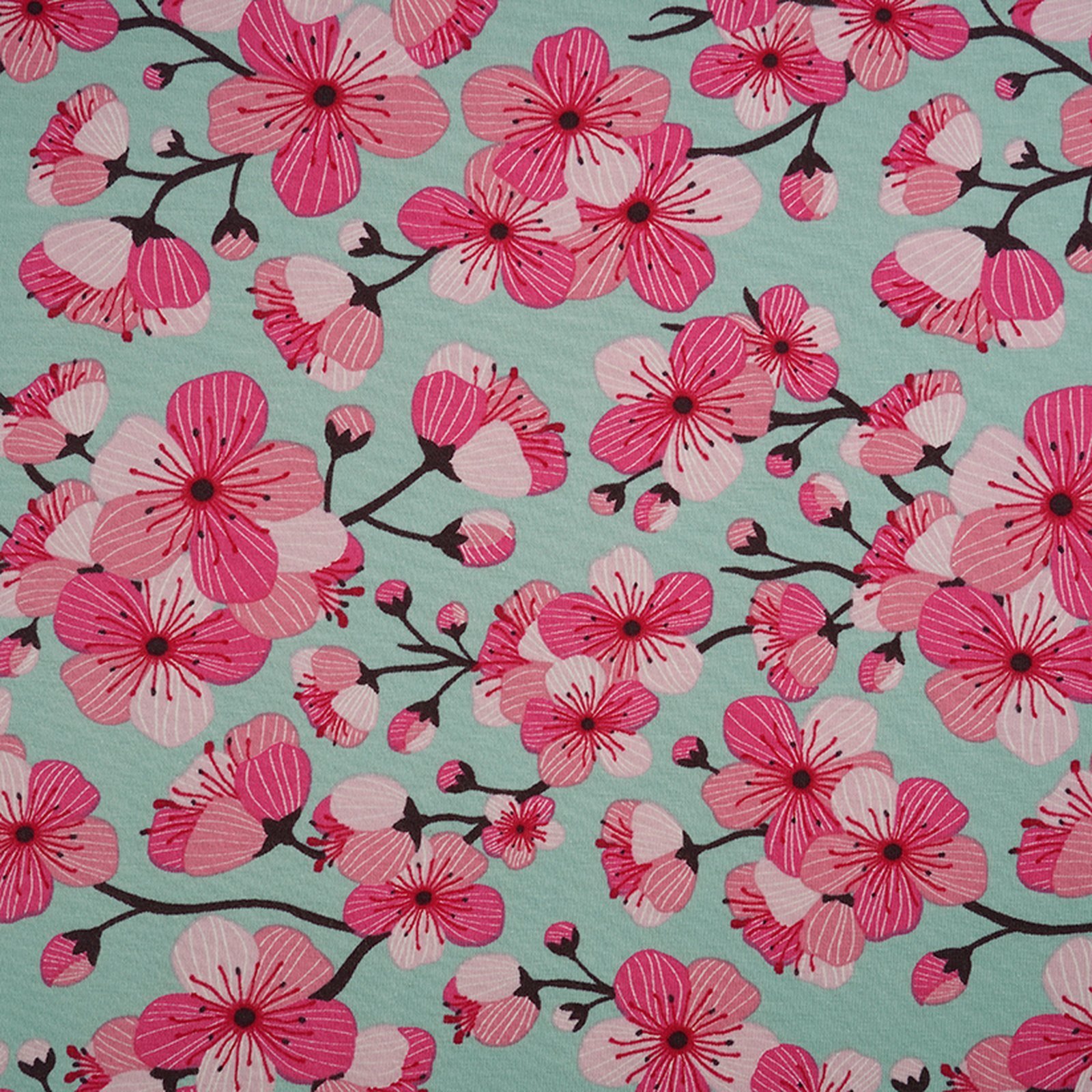 Biojersey Kirschblüten grün von Stoffonkel
