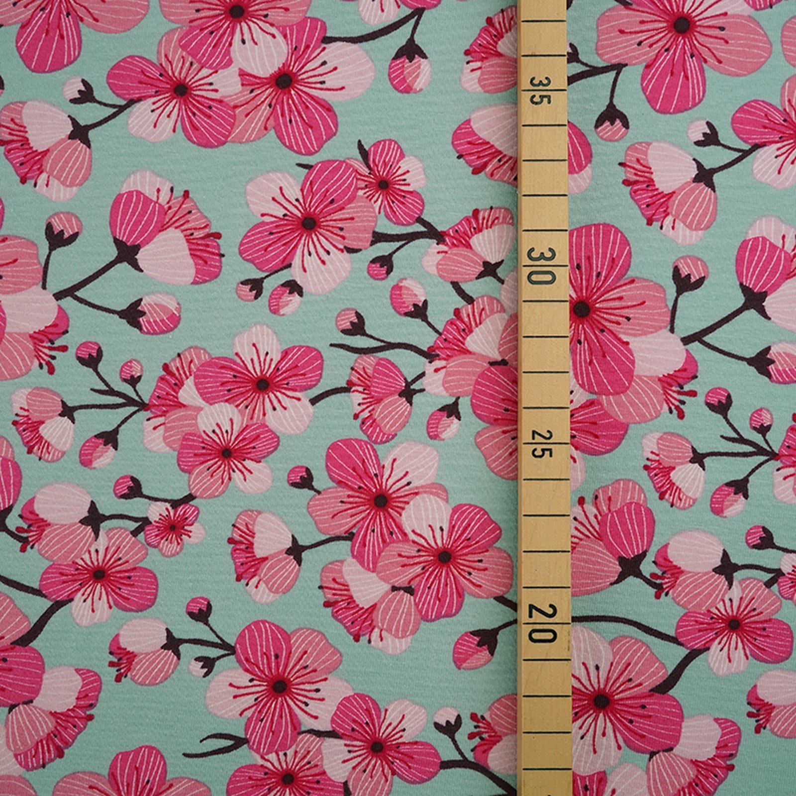 Biojersey Kirschblüten grün von Stoffonkel