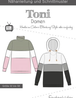 Papierschnittmuster Fadenkäfer Hoodie Toni Damen