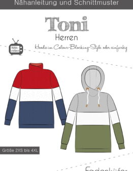 Papierschnittmuster Fadenkäfer Hoodie Toni Herren