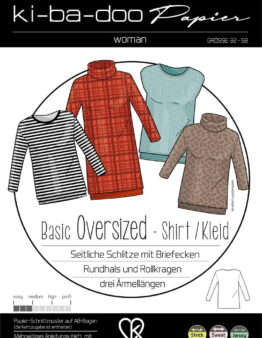 Papierschnittmuster Kibadoo Damen Basic Oversized Shirt/ Kleid Größe 32-58