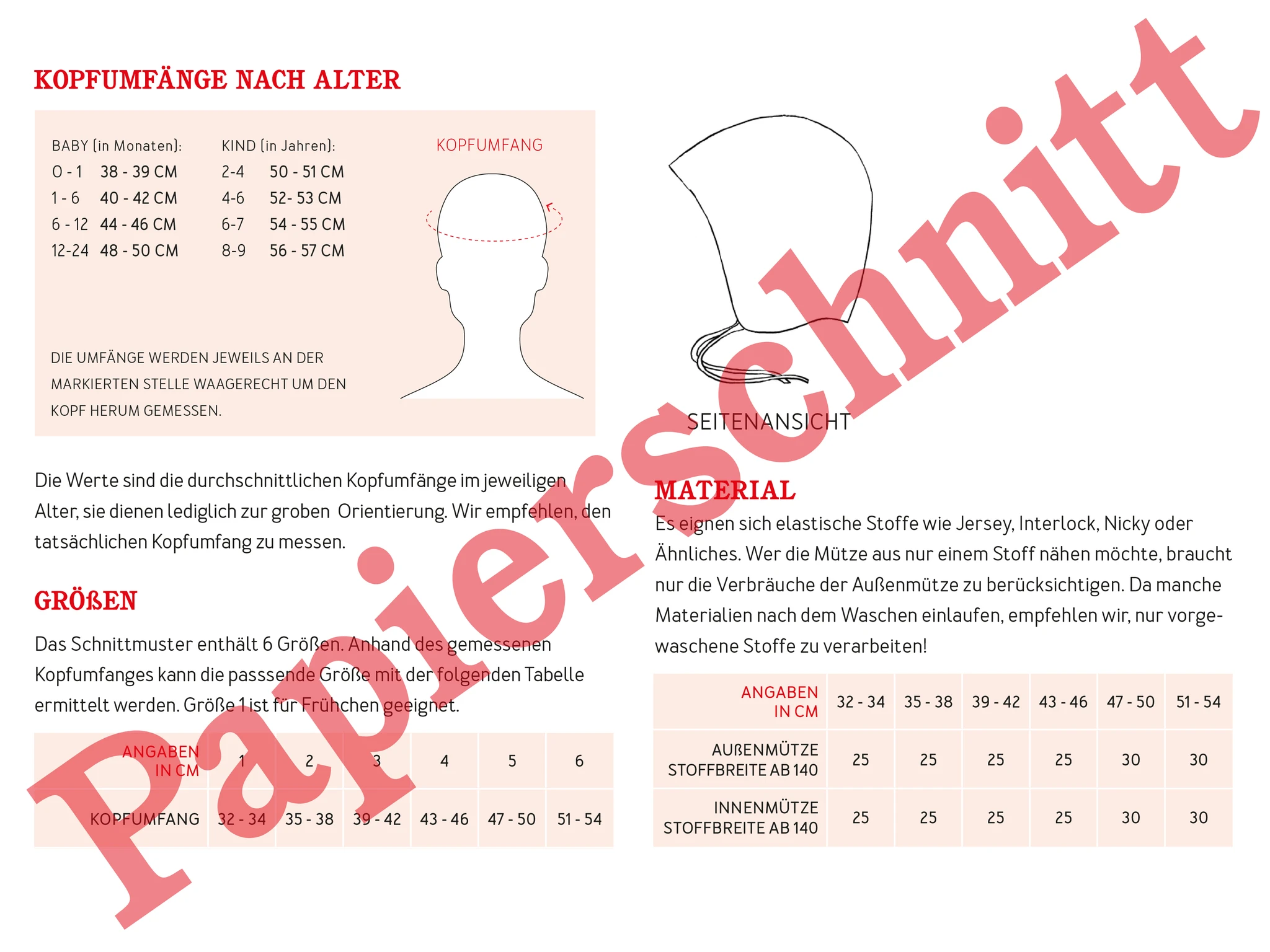 Papierschnittmuster von Studio Schnittreif Floh Wendemütze