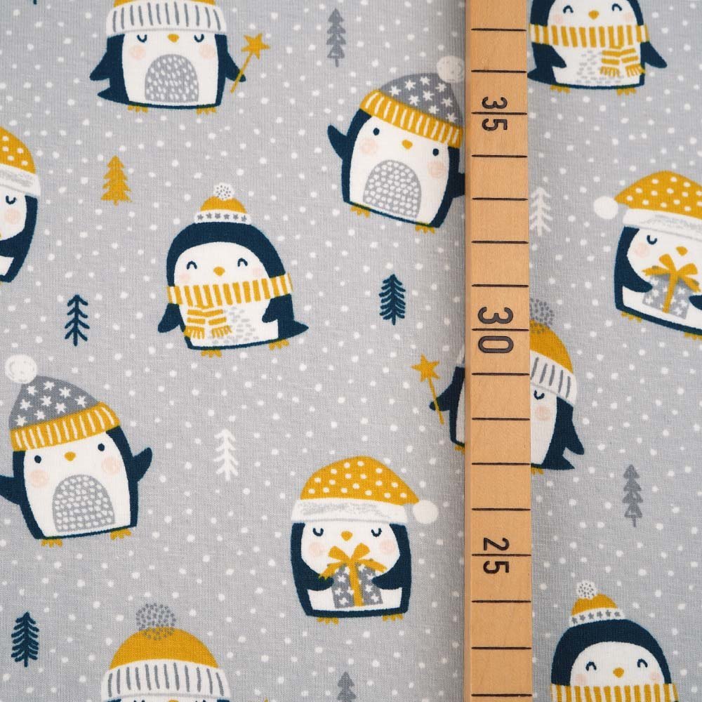 Biojersey Pinguin silbergrau von Stoffonkel