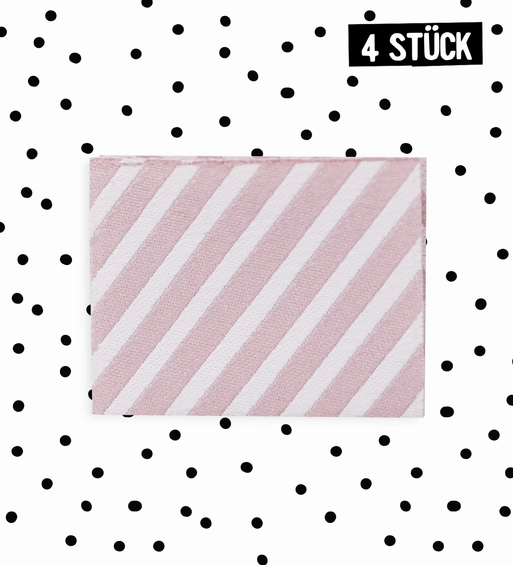 Klapp-Weblabel Stripes *altrosa* 4 Stück