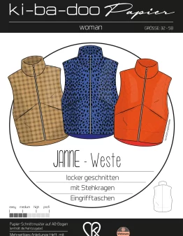 Papierschnittmuster Kibadoo Janne Weste   Gr. 32-58