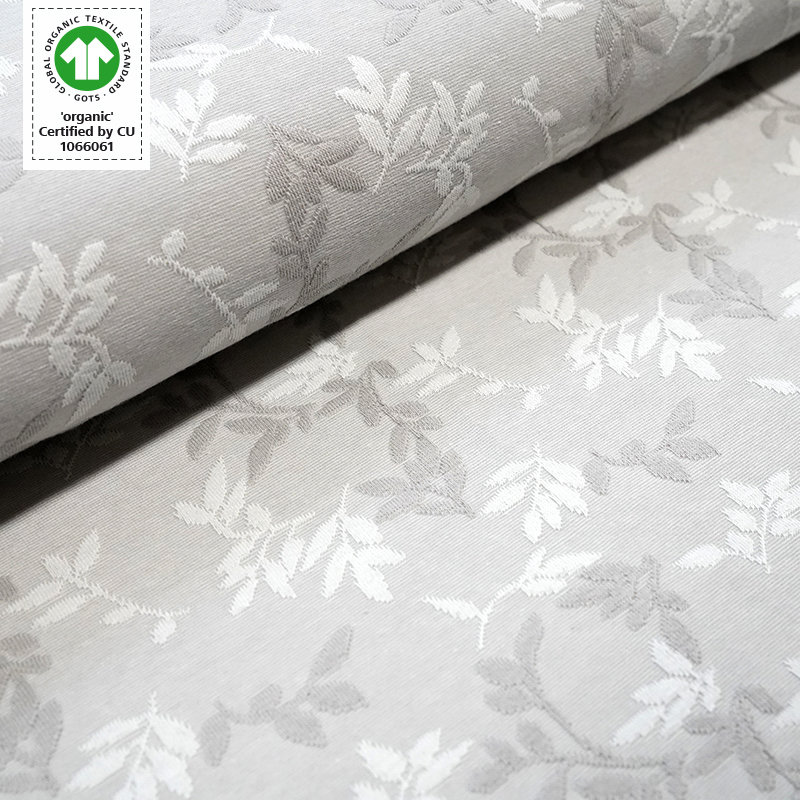 Bio-Jacquard Shiny Leaves platin von Stoffonkel