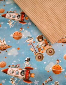 Stoffpaket Cordnicky macadamia (0,5m), Weltall (1,0m)Bündchen (0,25m) von Stoffonkel