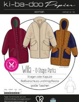 Damen Willa - O - Shape Parka  Gr. 32-58 - DIN A 0 Schnittmuster und Anleitung als Broschüre