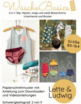 Papierschnittmuster Wäsche Basics für Kids Gr. 80-164 von Lotte & Ludwig