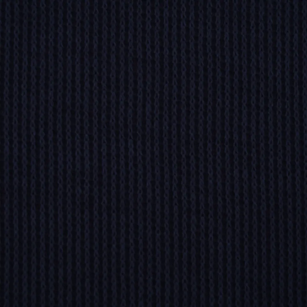 Dark navy knit fabric with subtle vertical ribbing and textured weave.