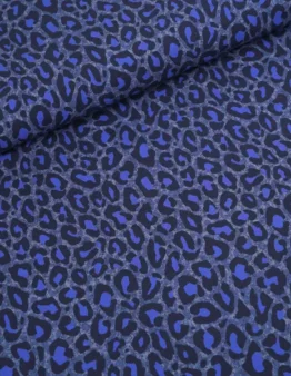 Dark blue and navy leopard print fabric pattern.