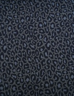 Dark blue leopard print pattern fabric texture.