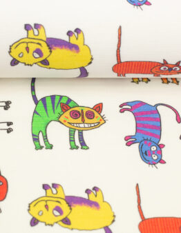 Alsfeld beschichtete Baumwolle Katzen bunt Farbe 109999 von Swafing