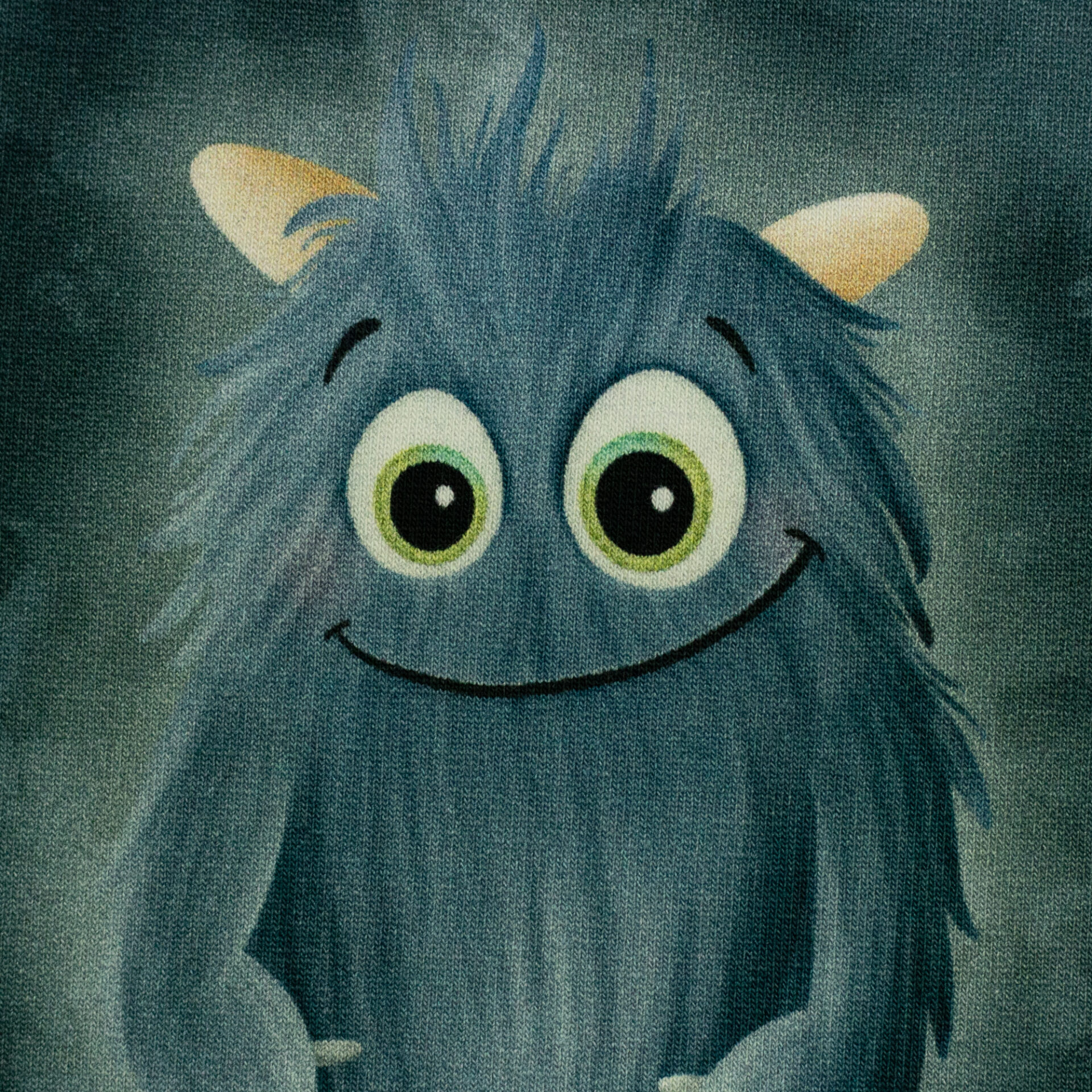 French Terry Monster Moods by Mr. Mint Monster jeansblau Panel ca. 50cm Farbe 380744 von Swafing