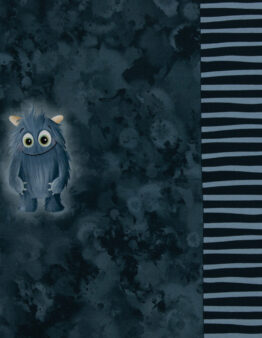 French Terry Monster Moods by Mr. Mint Monster jeansblau Panel ca. 50cm Farbe 380744 von Swafing