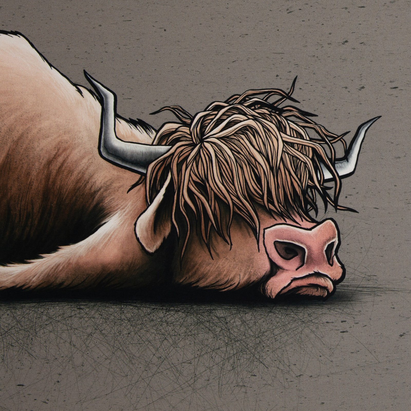 French Terry Cheeky Animals 2.0 by Thorsten Berger Hochlandrind braun Panel ca. 90cm Farbe 968175 von Swafing