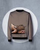 French Terry Cheeky Animals 2.0 by Thorsten Berger Hochlandrind braun Panel ca. 90cm Farbe 968175 von Swafing