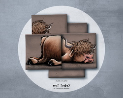 French Terry Cheeky Animals 2.0 by Thorsten Berger Hochlandrind braun Panel ca. 90cm Farbe 968175 von Swafing