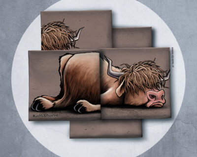 French Terry Cheeky Animals 2.0 by Thorsten Berger Hochlandrind braun Panel ca. 90cm Farbe 968175 von Swafing