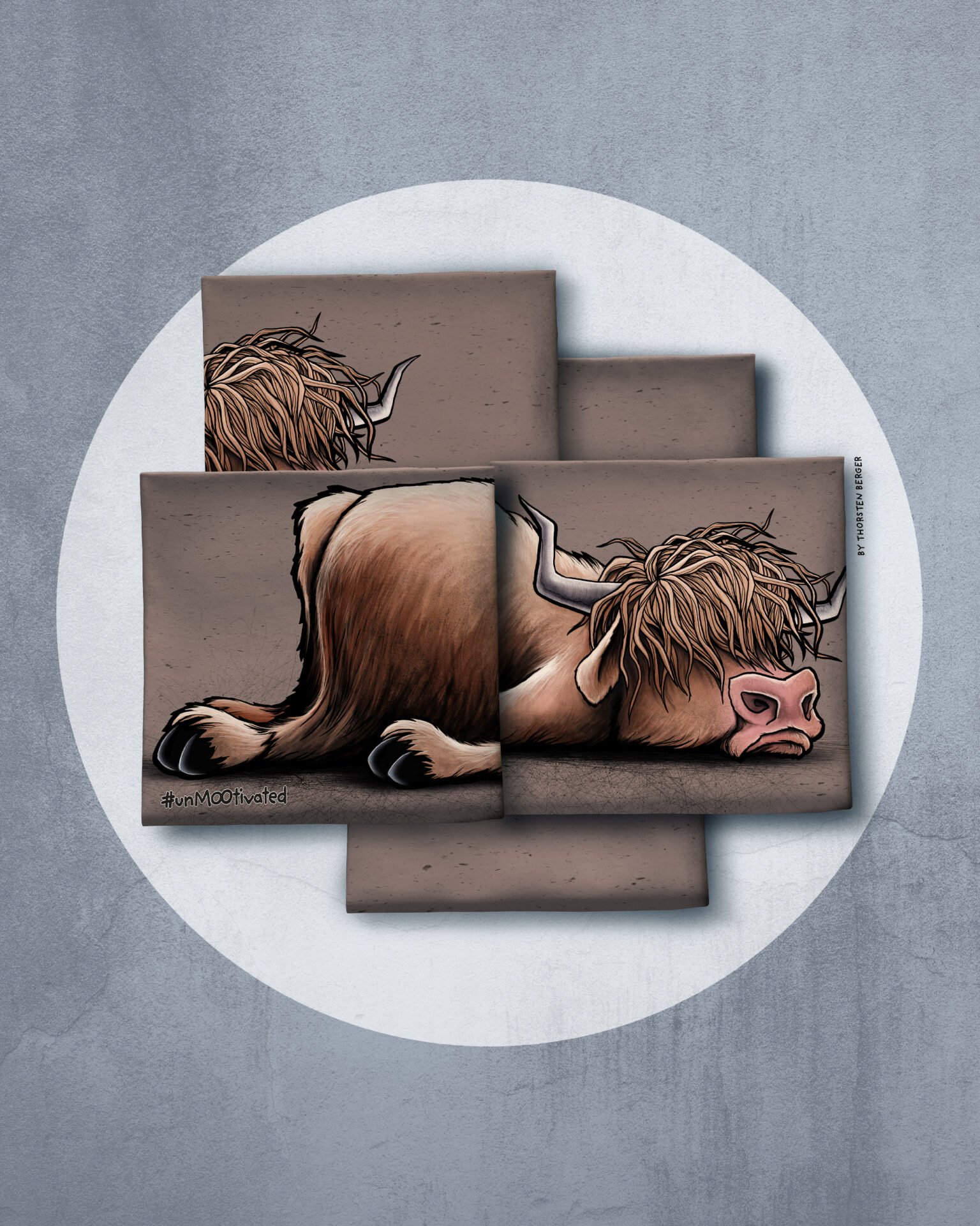 French Terry Cheeky Animals 2.0 by Thorsten Berger Hochlandrind braun Panel ca. 90cm Farbe 968175 von Swafing