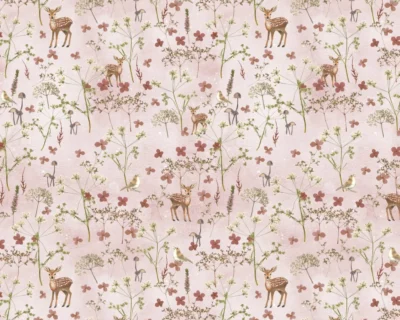 Baumwollstoff-Stoff 3523-2040 Rehe und Blüten von Acufactum