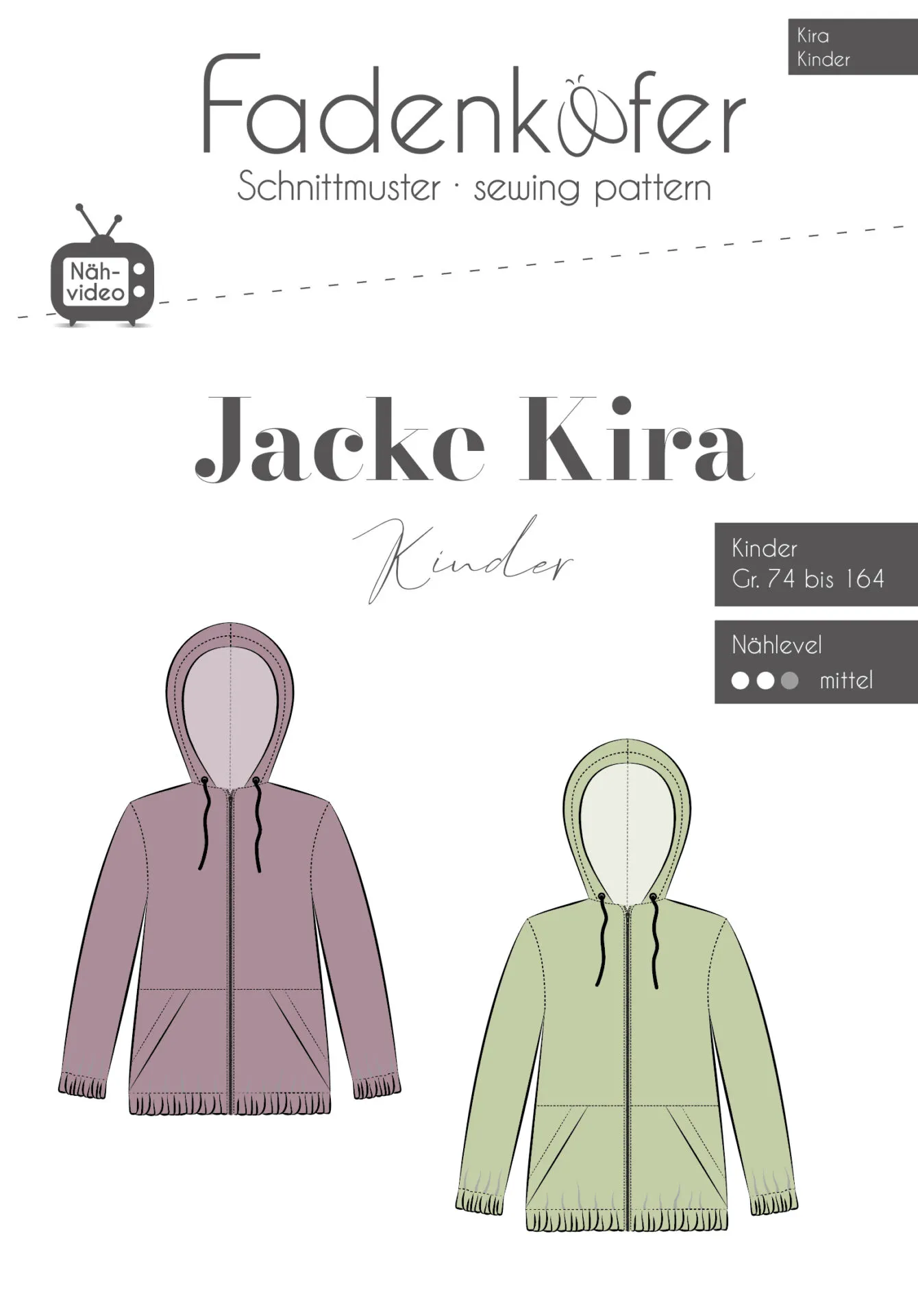 Papierschnittmuster Fadenkäfer Jacke Kira Kinder