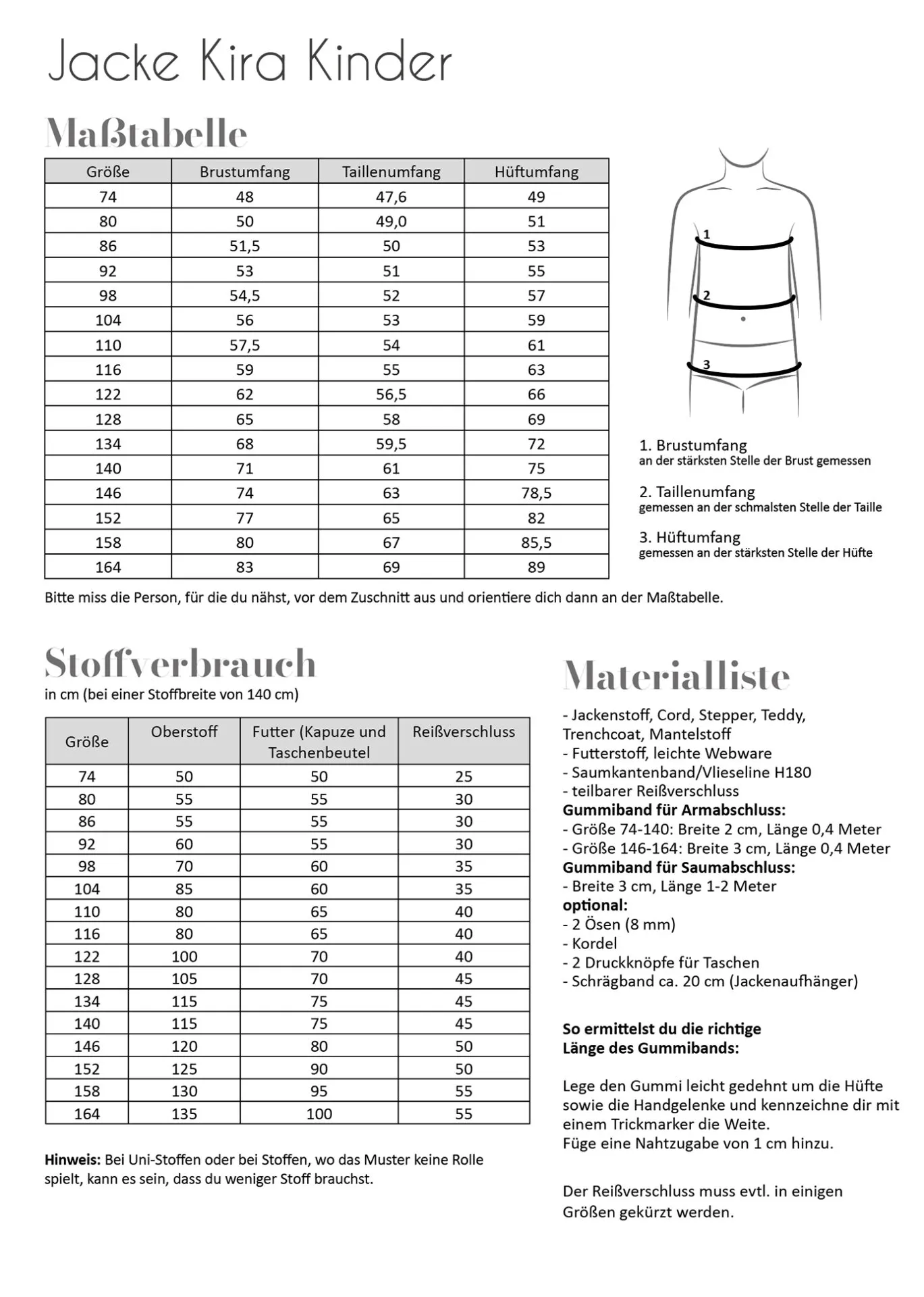 Papierschnittmuster Fadenkäfer Jacke Kira Kinder